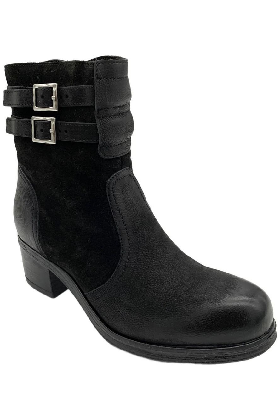 Miz Mooz Women's Stellar Leather Heeled Ankle Boots Black - Medium